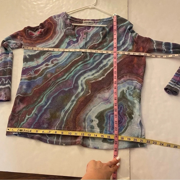 Handmade Geode Tie Dye Thermal Tee Tunic Womens XS Oversized UO Urban Outfitters - Picture 9 of 12